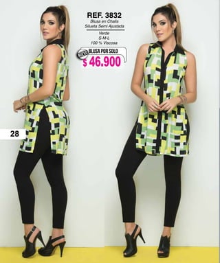 Verde
S-M-L
100 % Viscosa
REF. 3832
Blusa en Chalis
Silueta Semi Ajustada
BLUSA POR SOLO
NUEVO
28
$ 46.900
 