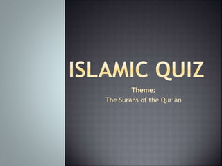 Theme:
The Surahs of the Qur’an
 