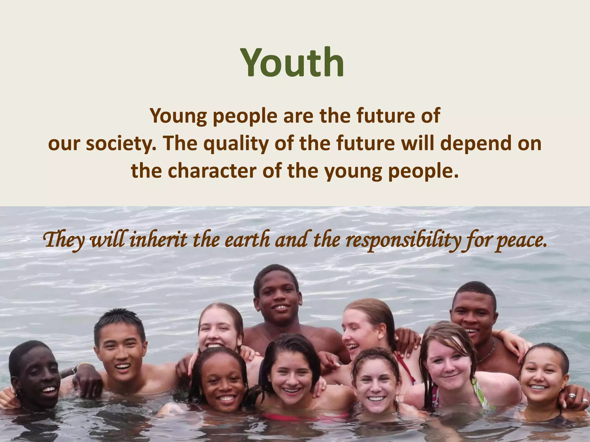 RYS is built upon three pillars to create a
“culture of compassion”
Interfaith
Education
•
•

•

Understand people of
many faiths and ethnic
backgrounds
Foster interreligious
and intercultural
cooperation
Learn to respect one
another and develop a
“heart of compassion”

Leadership
Development

Service Project
•
•
•

Develop personal
leadership capabilities
Learn and experience
teambuilding
positive power to make
a difference

•
•

•

Briefings by leaders
in various fields
Benefit from their
leadership
experience
Develop a network
of leaders

 