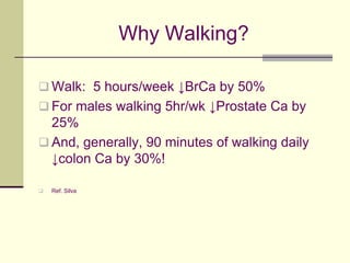 What About Exercise?What is it?Walk after each mealConduct an orchestra using upper body movementRock in a rocking chair “toes to nose” techniqueIf bedridden:  Move by rolling from side to side every 2-4 hoursRoll to one side; sit up slowly; swing legs to the side; slowly standNo scooting or sliding to get out of bed