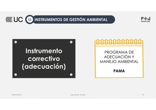 Ing. Heiner Amado
08/09/2022 34
Instrumento
correctivo
(adecuación)
PROGRAMA DE
ADECUACIÓN Y
MANEJO AMBIENTAL
PAMA
INSTRUMENTOS DE GESTIÓN AMBIENTAL
S3
 