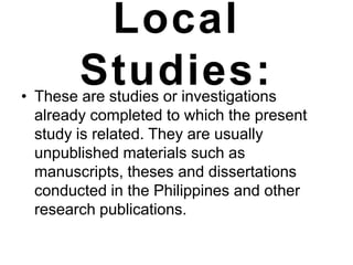 what is local literature in research
