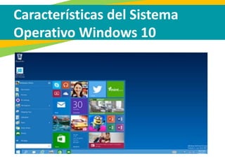 Características del Sistema
Operativo Windows 10
 