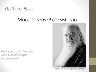 Stafford Beer
André Ricardo Wurges
José Luiz Wollinger
Lucas Lunelli
Modelo viável de sistema
Fonte: Repositório digital da alchetron
 