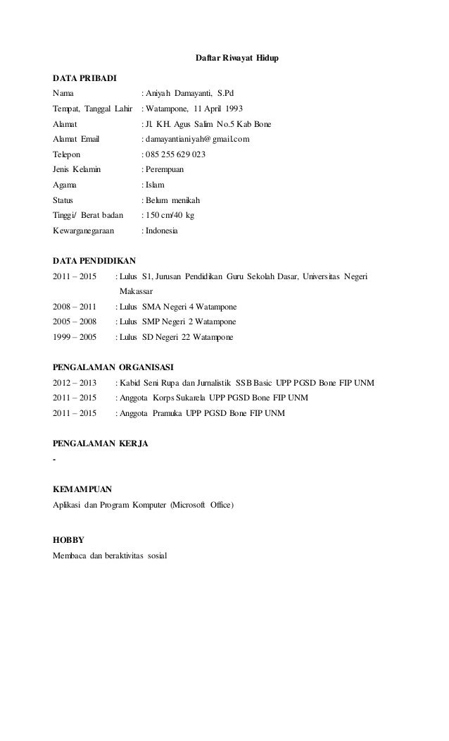 Contoh Surat Lamaran Kerja