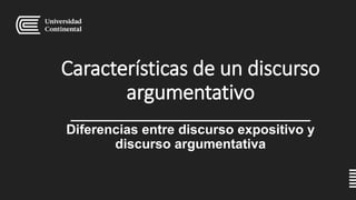 Características de un discurso
argumentativo
______________________________
Diferencias entre discurso expositivo y
discurso argumentativa
 