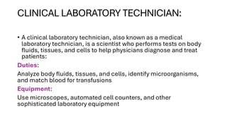 CLT - Role of medical Laboratory Technician - Safety Measurement | PDF