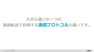 © 2015 Citrix | Confidential
大きな違いの一つが、
画面転送で利用する通信プロトコルの違いです。
 
