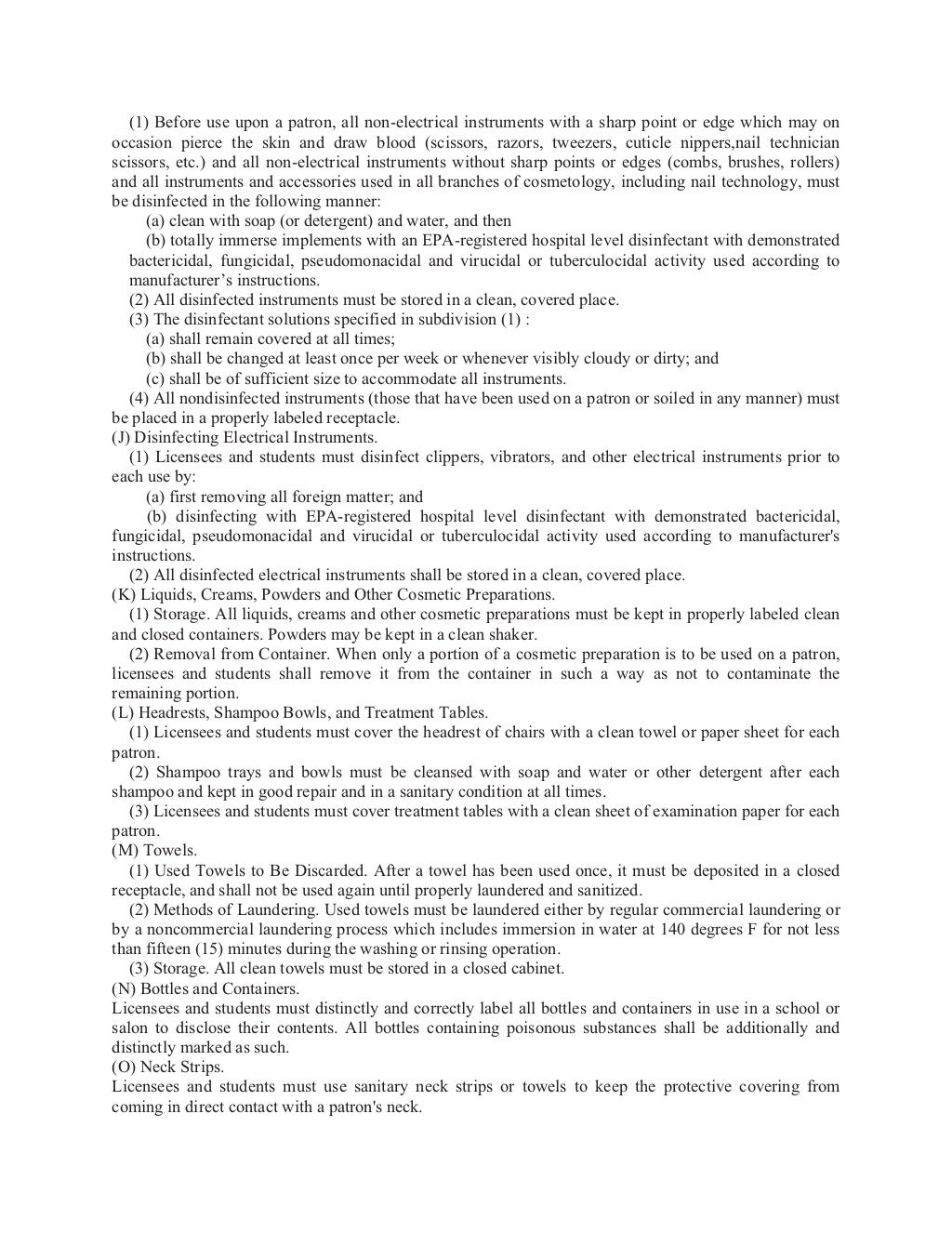 S.c. code of regulations chapter 35 board of cosmetology