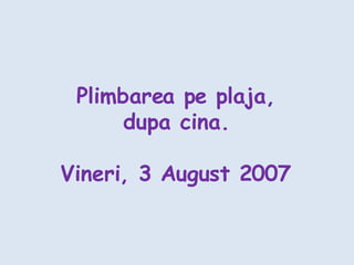 Plimbarea pe plaja, dupa cina. Vineri, 3 August 2007 