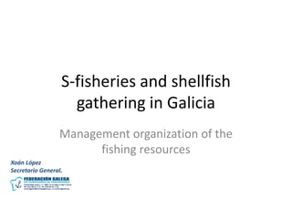 S-fisheries and shellfish
gathering in Galicia
Management organization of the
fishing resources
Xoán López
Secretario General.
 
