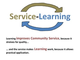 Service to the community:



         I   We         Others




Service-Learning strengthens discovery of
    others, empa...