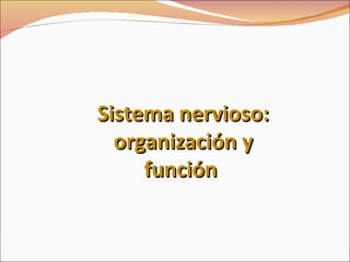 Sistema nervioso: organización y función  