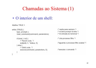 Chamadas ao Sistema (1)
• O interior de um shell:




                                42
 