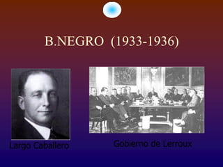 B.NEGRO (1933-1936)




Largo Caballero   Gobierno de Lerroux
 