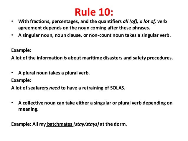 ex of subject verb agreement