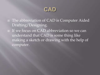 S01 cad-cam | PPTX | Drawing and Sketching | Arts and Crafts