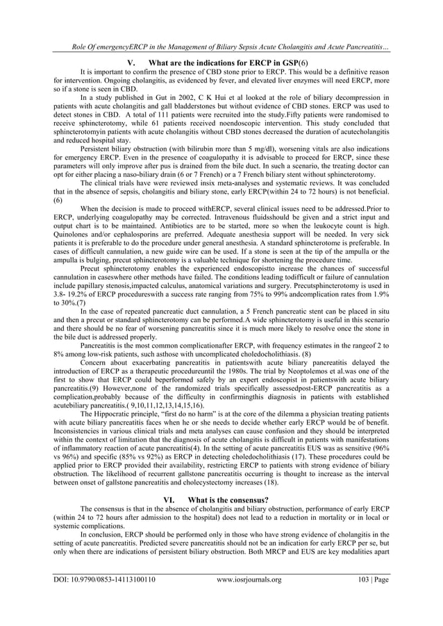 Role Of Emergency ERCP in the Management of Biliary Sepsis Acute ...