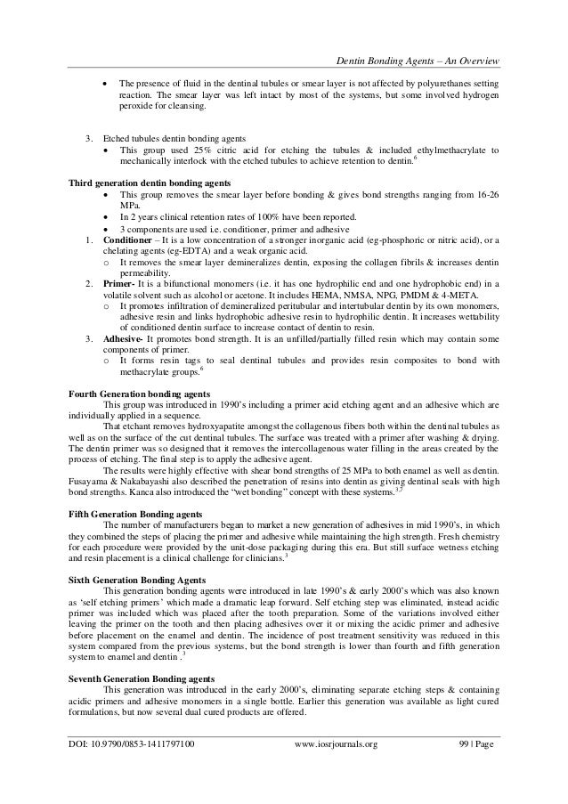 Dentin Bonding Agents An Overview