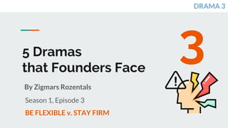 5 Dramas
that Founders Face
By Zigmars Rozentals
Season 1, Episode 3
BE FLEXIBLE v. STAY FIRM
3
DRAMA 3
 