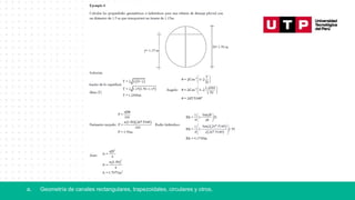 a. Geometría de canales rectangulares, trapezoidales, circulares y otros.
 