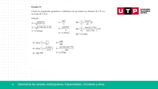 a. Geometría de canales rectangulares, trapezoidales, circulares y otros.
 