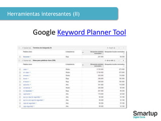Herramientas interesantes (II)
Google Keyword Planner Tool
 