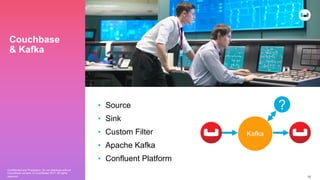 Confidential and Proprietary. Do not distribute without
Couchbase consent. © Couchbase 2017. All rights
reserved. 12
Couchbase
& Kafka
• Source
• Sink
• Custom Filter
• Apache Kafka
• Confluent Platform
Kafka
?
 