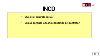 INICIO
• ¿Qué es el contrato social?
• ¿En qué consiste la teoría económica del contrato?
 