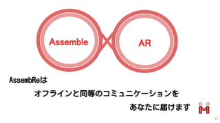 AssembReは
オフラインと同等のコミュニケーションを
あなたに届けます
Assemble AR
17
 