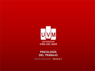 PSICOLOGÍA
DEL TRABAJO
Sesión presencial : Semana 3
 