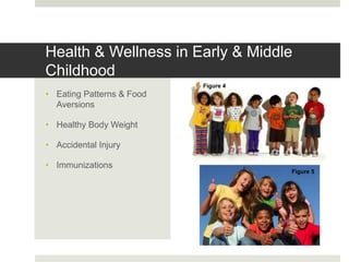 Health & Wellness in Early & Middle
Childhood
• Eating Patterns & Food
Aversions
• Healthy Body Weight
• Accidental Injury
• Immunizations
Figure 4
Figure 5
 