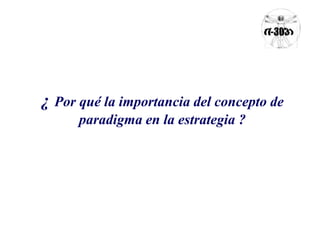 ¿ Por qué la importancia del concepto de 
paradigma en la estrategia ? 
 