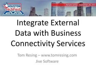 0
Integrate External
Data with Business
Connectivity Services
Tom Resing – www.tomresing.com
Jive Software
 