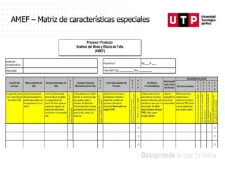 AMEF – Matriz de características especiales
 