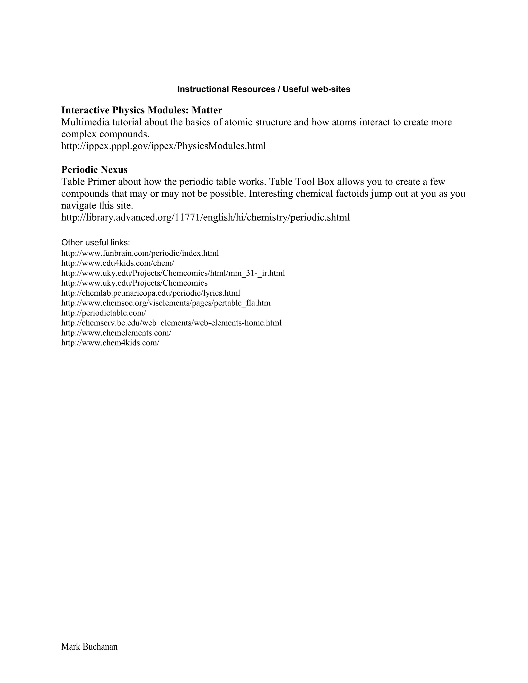 S1 2 - chemistry and periodic table unit plan | DOC