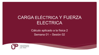 CARGA ELÉCTRICA Y FUERZA
ELECTRICA
Cálculo aplicado a la física 2
Semana 01 – Sesión 02
 