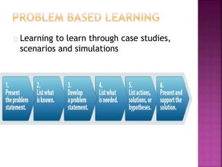 Learning to learn through case studies,
scenarios and simulations
 