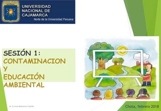 Chota, febrero 2018
SESIÓN 1:
CONTAMINACION
Y
EDUCACIÓN
AMBIENTAL
M. Cs Irma Mostacero Castillo
 