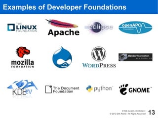 Examples of Developer Foundations




                                         ETAS GmbH - 2012-05-31
                            © 2012 Dirk Riehle - All Rights Reserved   13
 