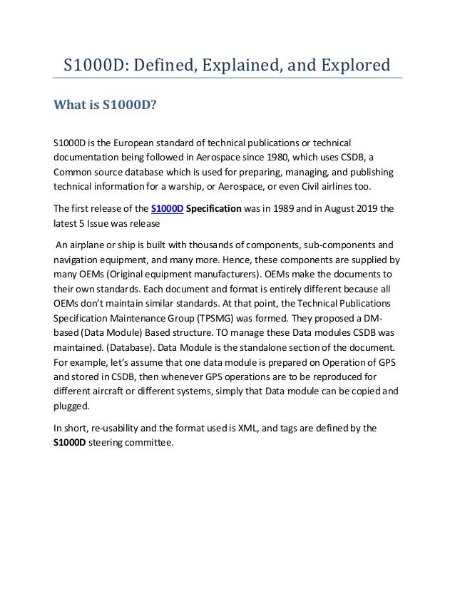 S1000D: Defined, Explained, and Explored | PDF