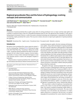 Regional groundwater flow and the future of hydrogeology: evolving ...
