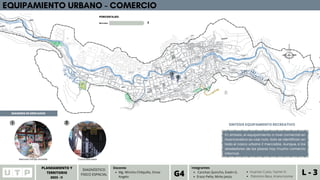 0 0.5 1 1.5 2
Mercados
PLANEAMIENTO Y
TERRITORIO L - 3
2023 - II
Canchas Quincho, Evelin G.
Erazo Peña, Mirko Jesús.
Integrantes
G4 Huaman Cueto, Yasmin K.
Palomino Baca, Ariana Ivonne
Mg. Wincho Chilquillo, Omar
Angelo
Docente
DIAGNÓSTICO
FISICO ESPACIAL
EQUIPAMIENTO URBANO - COMERCIO
1
2
1
IMAGENES DE MERCADOS
Mercado Pampa Amarilla
En síntesis, el equipamiento a nivel comercial en
Huancavelica es casi nulo. Solo se identifican en
todo el casco urbano 2 mercados. Aunque, a los
alrededores de las plazas hay mucho comercio
informal.
SINTESIS EQUIPAMIENTO RECREATIVO
PORCENTAJES:
2
2
Cunya Mercados
 