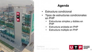• Estructura condicional
• Tipos de estructuras condicionales
en PHP
• Estructuras simples y dobles en
PHP
• Estructura anidada en PHP
• Estructura múltiple en PHP
Agenda
3
 