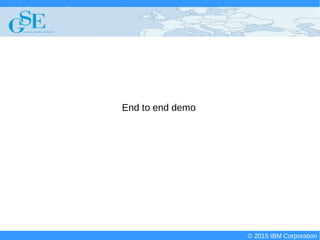 © 2015 IBM Corporation
Deploying CICS with Right Clicks - An Introduction to CICS Deployment Assistant v5.2 - S110
© 2015 IBM Corporation
End to end demo
 