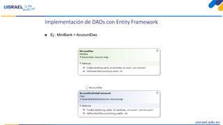 Implementación de DAOs con Entity Framework
 Ej.: MiniBank > AccountDao
 
