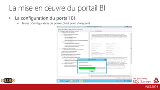 #JSS2014
• La configuration du portail BI
– Focus : Configuration de power pivot pour sharepoint
La mise en œuvre du portail BI
 