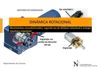 Departamento de Ciencias
Movimientos circunferenciales, segunda ley de Newton rotacional y energía
mecánica rotacional.
DINÁMICA ROTACIONAL
 