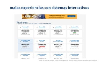 malas experiencias con sistemas interactivos
creado	por	Víctor	M.	González		- victor.gonzalez@acm.org	- licencia	Creative	Commons	Attribution-NonCommercial	
 