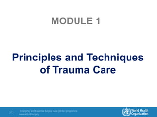 Emergency and Essential Surgical Care (EESC) programme
www.who.int/surgery
5 |
MODULE 1
Principles and Techniques
of Trauma Care
 